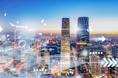 上海夜生活城市科技背景设计图片