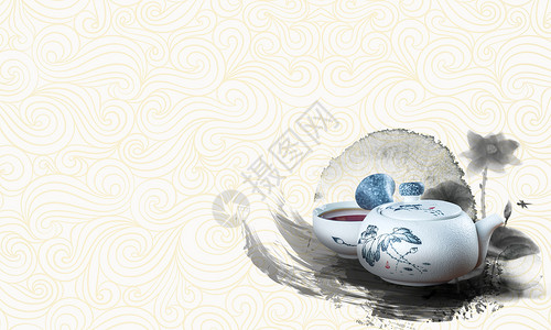 茶道水墨中国风素材设计图片