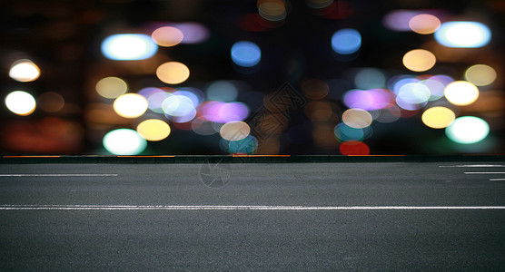 文艺路夜晚的霓虹于马路设计图片