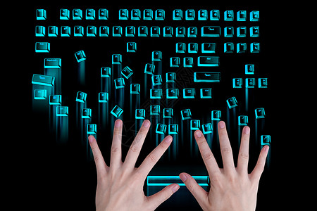键盘按键从指间离散效果科技素材高清图片