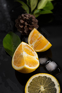 夏日水果脐橙创意组合背景图片