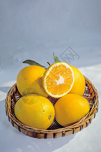 创意橙汁夏日水果脐橙创意组合背景