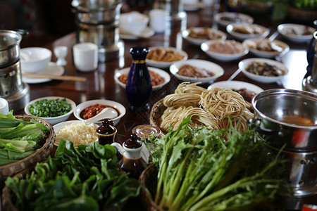 火锅野菜夏日养生小火锅背景