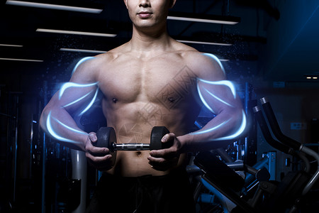 运动和力健美男性肌肉线条设计图片