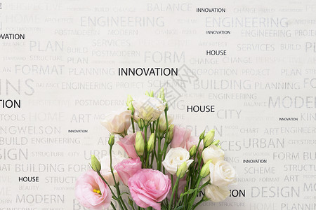 帆船字体素材花卉与背景背景