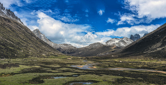 陆地的高原山脉河流风光全景背景