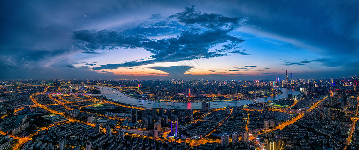 都市风景照片上海繁华都市全景城市夜景背景