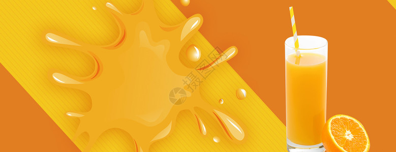 橙汁汽水banner背景设计图片