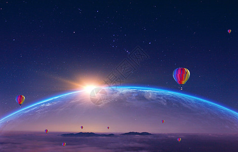 彩色山峰彩色热气球设计图片