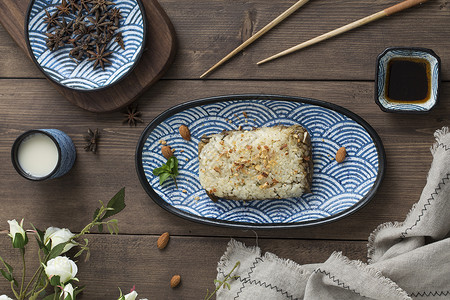 米饭麻布木板高清图片
