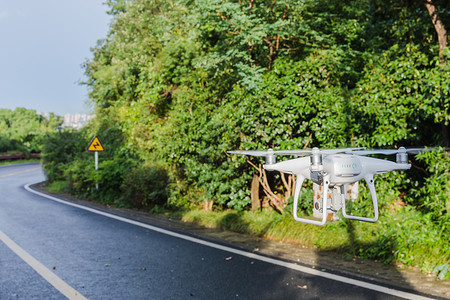 飞行摄像美丽风景智能科技无人机背景