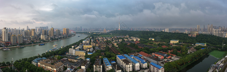 江边酒店武汉城市风光全景背景