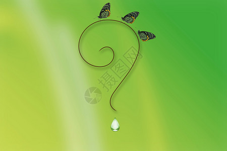 绿色虫子蝴蝶美景设计图片