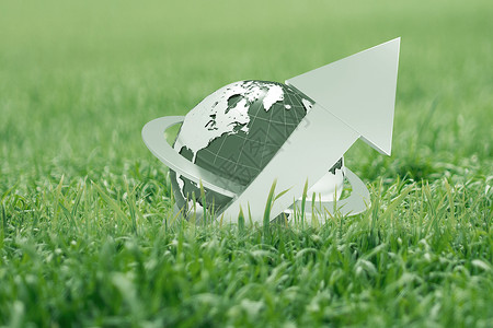 躺草坪上草坪上的科技地球设计图片