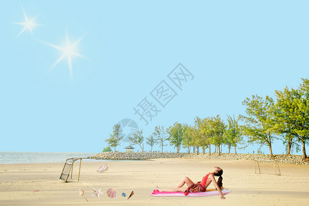 粉色贝壳夏日海滩设计图片