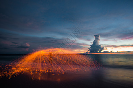 爆炸梦幻素材海边光绘背景