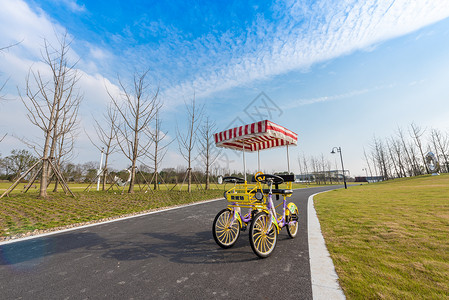 百里钱塘雕塑公园双人自行车背景