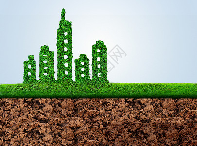 绿色田地小草建筑环保设计图片
