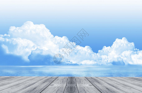 甲板高清素材天空木板背景设计图片