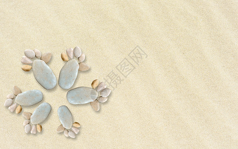 贝壳海滩沙滩脚印设计图片