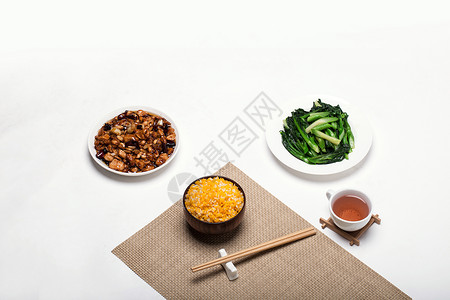 玉米粒饭杂粮饭和菜背景