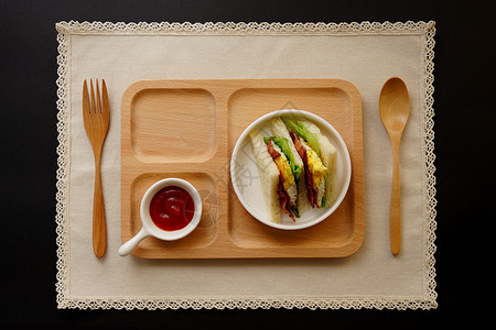 营养早餐三明治高清图片