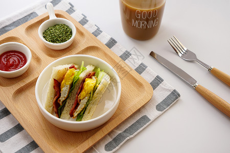 简洁盘子组合营养早餐三明治背景