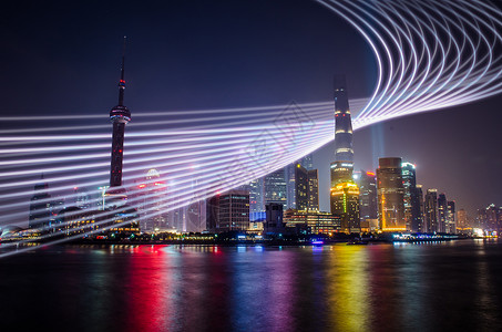 上海霓虹灯都市夜景流光曲线设计图片