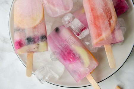 消暑食物夏日水果棒冰背景