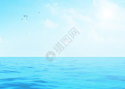 蓝天与大海交接夏天背景设计图片