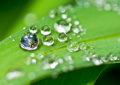 水绿色水珠地球环保设计图片