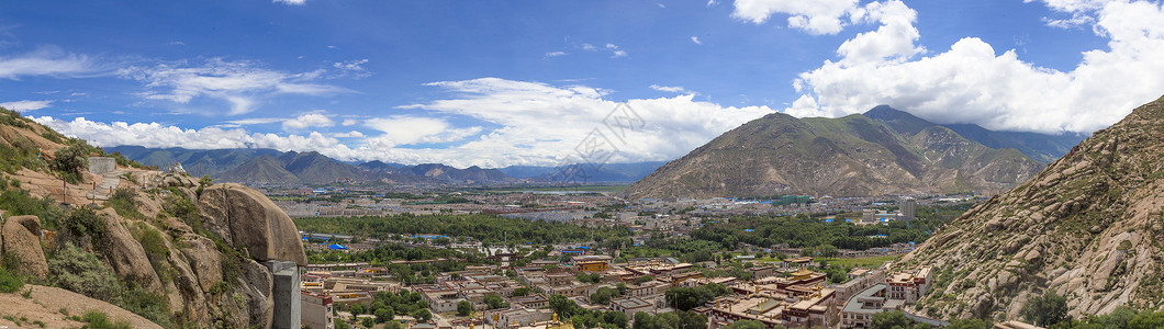 西藏拉萨市全景背景图片