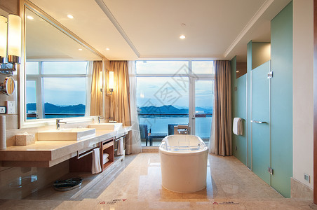 浴室玻璃门豪华酒店房间背景
