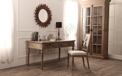 北欧风格椅子木质书房室内设计背景