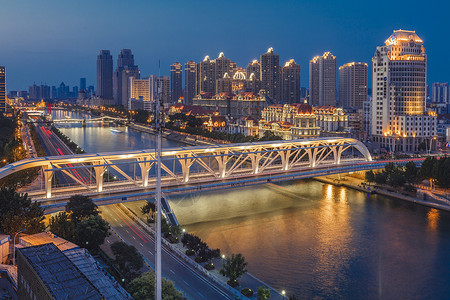 进步桥下班夜景高清图片