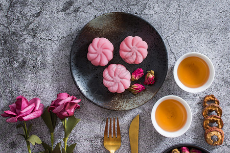 椒盐月饼中秋节精致月饼拍摄背景