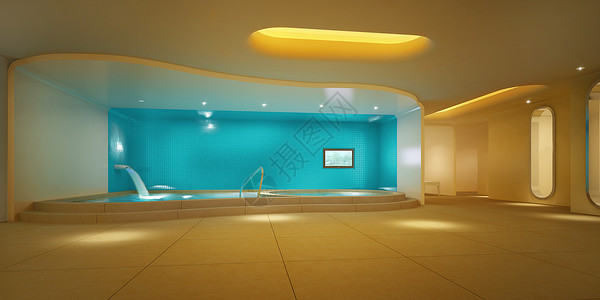 蓝砖现代简约洗浴中心效果图背景