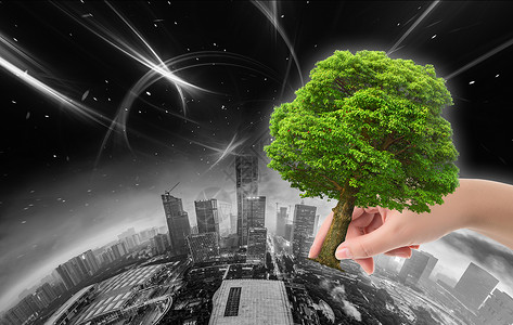 树与建筑素材环境治理 拯救未来行动设计图片