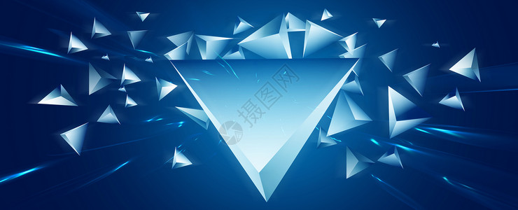 蓝色漂浮三角形科技背景设计图片