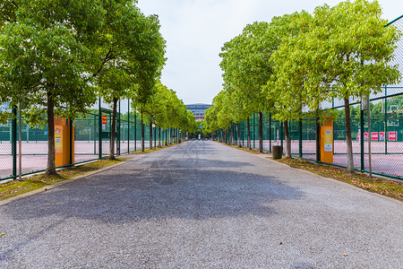 高校开学上海大学操场防护网背景