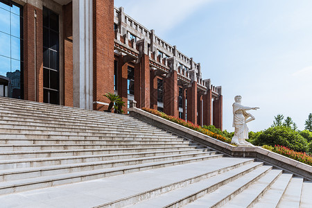 校园雕塑上海华东政法大学图书馆背景