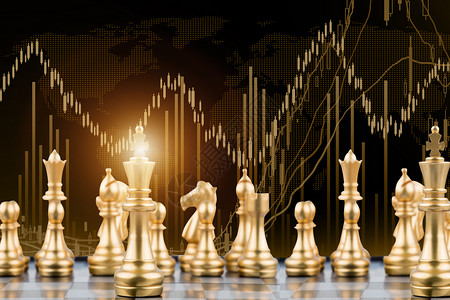 举棋子国际象棋般的股市设计图片