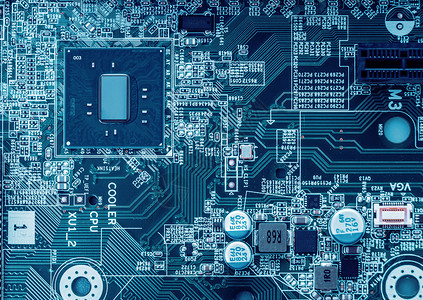 蓝色科技网络图电子芯片科技感概念图背景