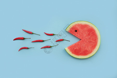网页设计图片夏季清凉解暑喷辣椒的西瓜背景