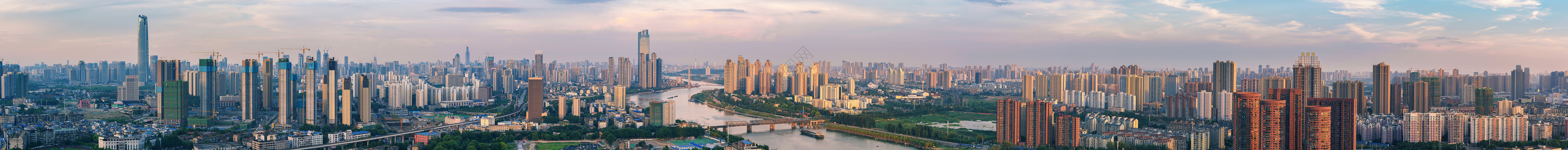 汉江发源地武汉城市风光全景接片背景