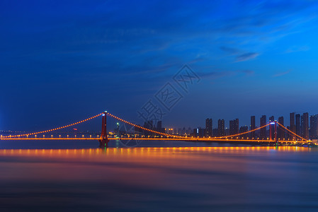 武汉长江大桥夜景背景图片