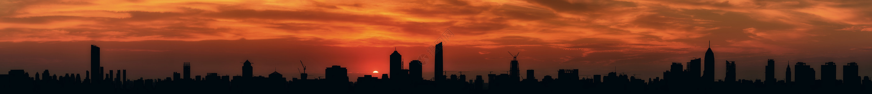 风景小区城市风光日落剪影全景背景