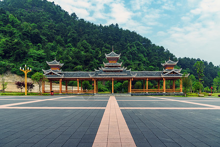 广场休闲苗寨建筑广场背景