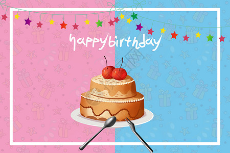 过寿蛋糕卡通生日蛋糕贺卡祝福设计图片