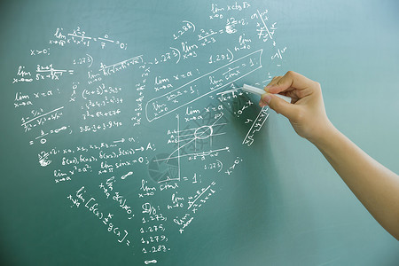 手绘心形装饰品黑板上写的心形数学公式设计图片